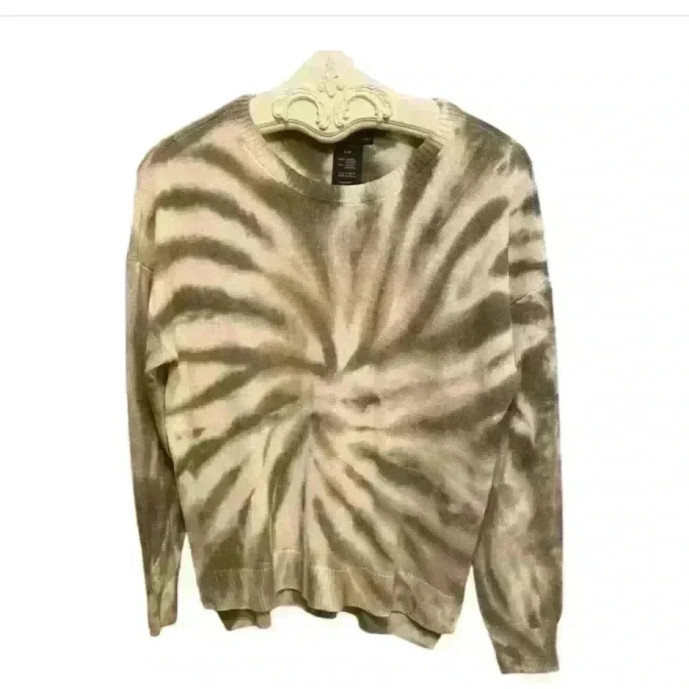 Design History Women's L Tie Dye Geometric Pullover Sweater